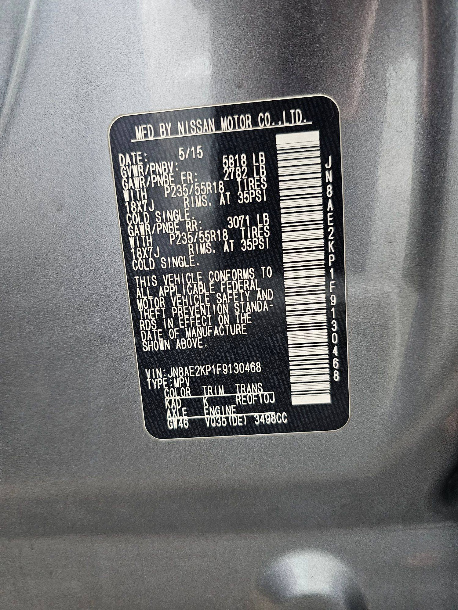 2015 NISSAN QUEST — 141686 Miles — Lot 3900358 — Souq - Marhaba Auctions Used Cars - Image 10