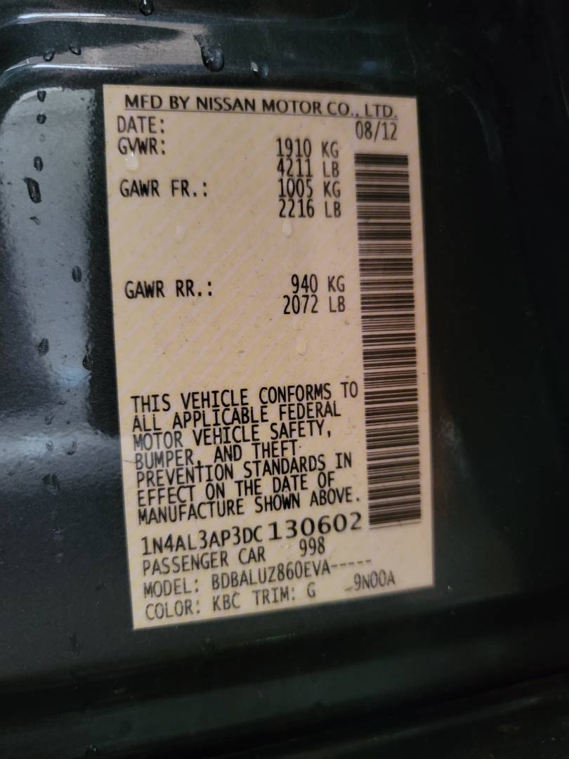 2013 NISSAN ALTIMA — 144113 Miles — Lot 38087524 - Marhaba Auctions Used Cars - Image 10