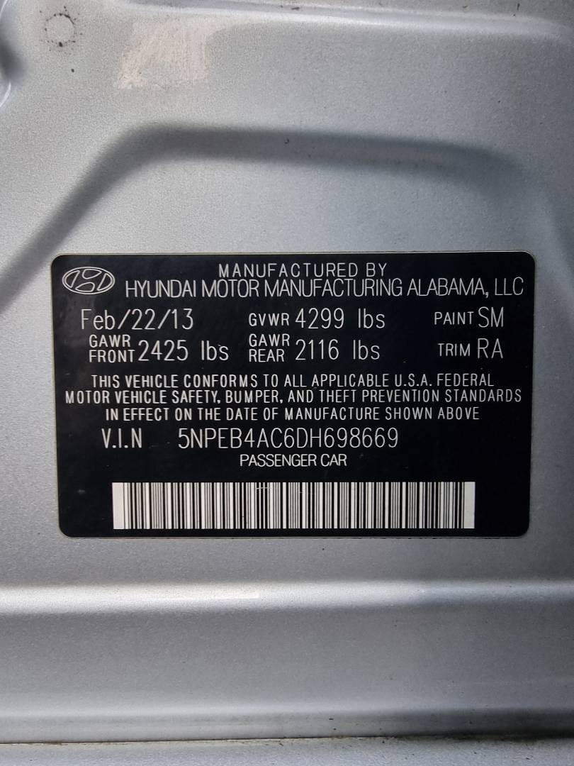 2013 HYUNDAI SONATA — 111692 Miles — Lot 125487 — Main - Marhaba Auctions Used Cars - Image 9