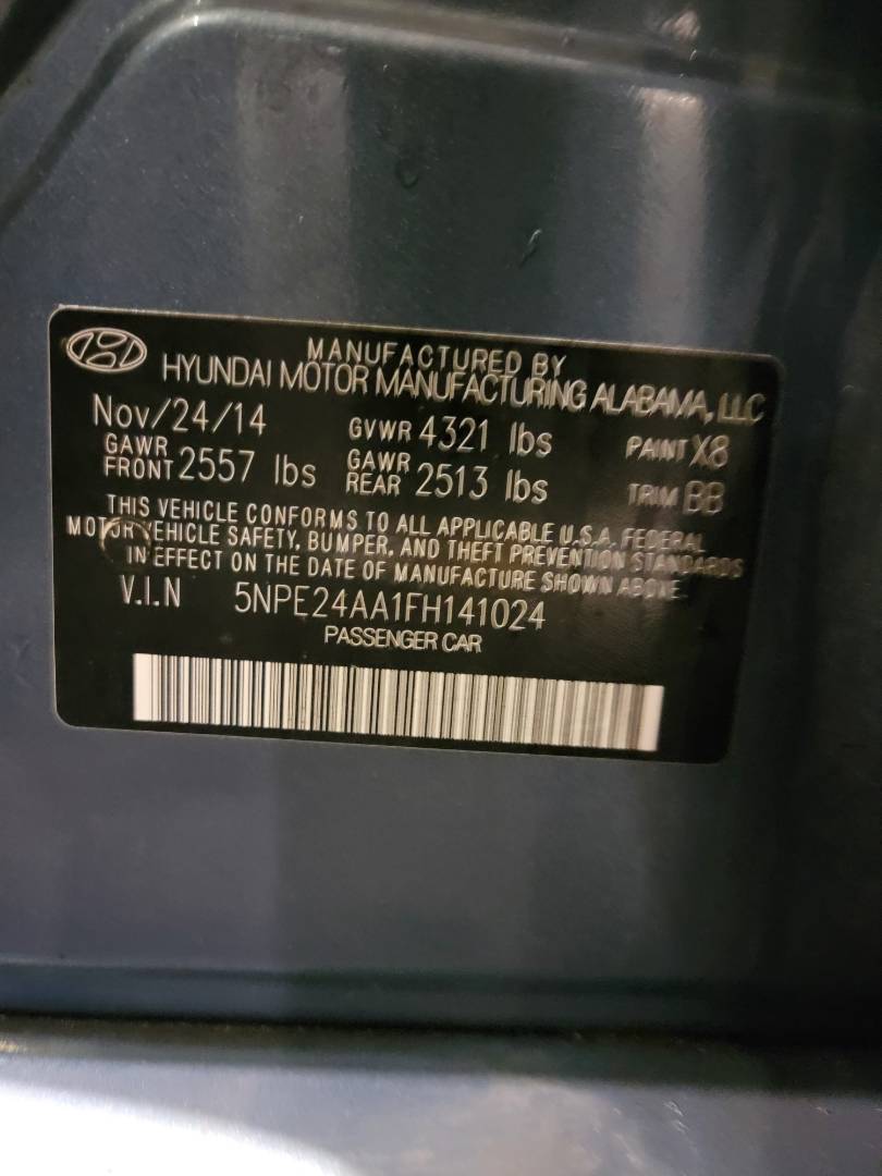 2015 HYUNDAI SONATA — 199808 Miles — Lot A1FH141024 — Main - Marhaba Auctions Used Cars - Image 10