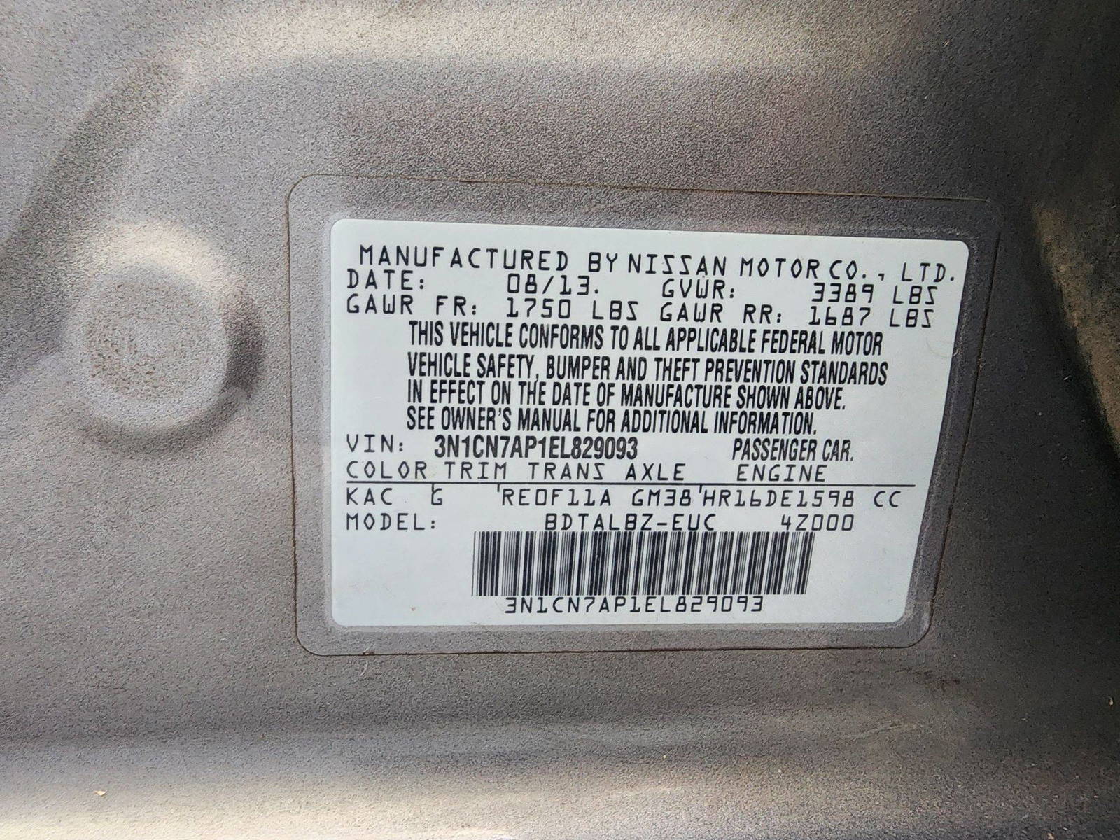 2014 NISSAN VERSA — 153424 Miles — Lot 29093 — Al Quoz - Marhaba Auctions Used Cars - Image 10