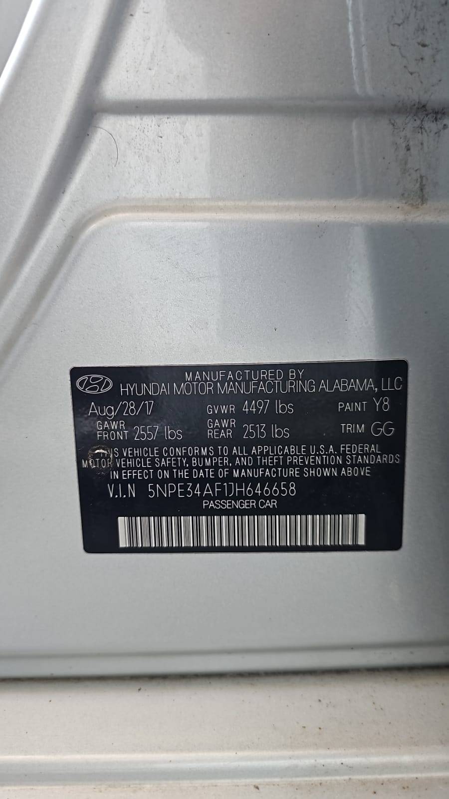 2018 HYUNDAI SONATA SPORT — 134859 Miles — Lot JH646658 — Souq - Marhaba Auctions Used Cars - Image 5