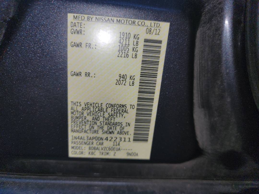 2013 NISSAN ALTIMA — 96797 Miles — Lot 82895393 - Marhaba Auctions Used Cars - Image 7