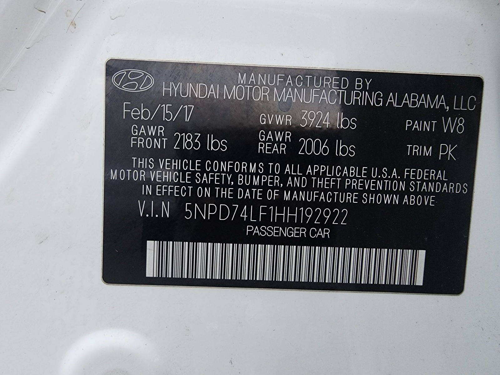 2017 HYUNDAI ELANTRA — 152063 Miles — Lot HH192922 — Main - Marhaba Auctions Used Cars - Image 10