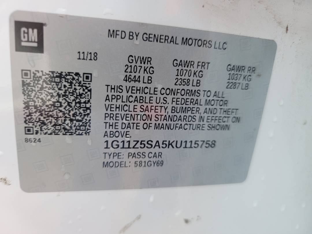 2019 CHEVROLET IMPALA — 105257 Miles — Lot 115758 - Marhaba Auctions Used Cars - Image 9
