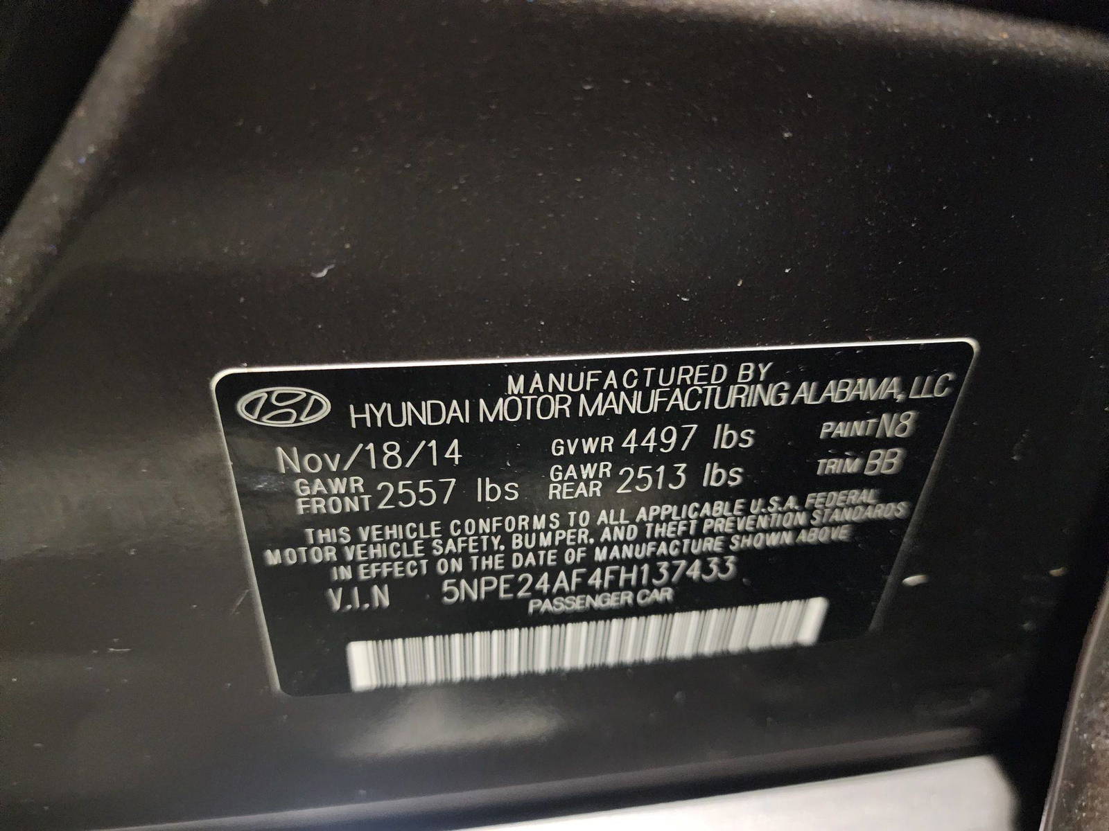 HYUNDAI SONATA 2015 - Marhaba Auction Used Cars - Image 10