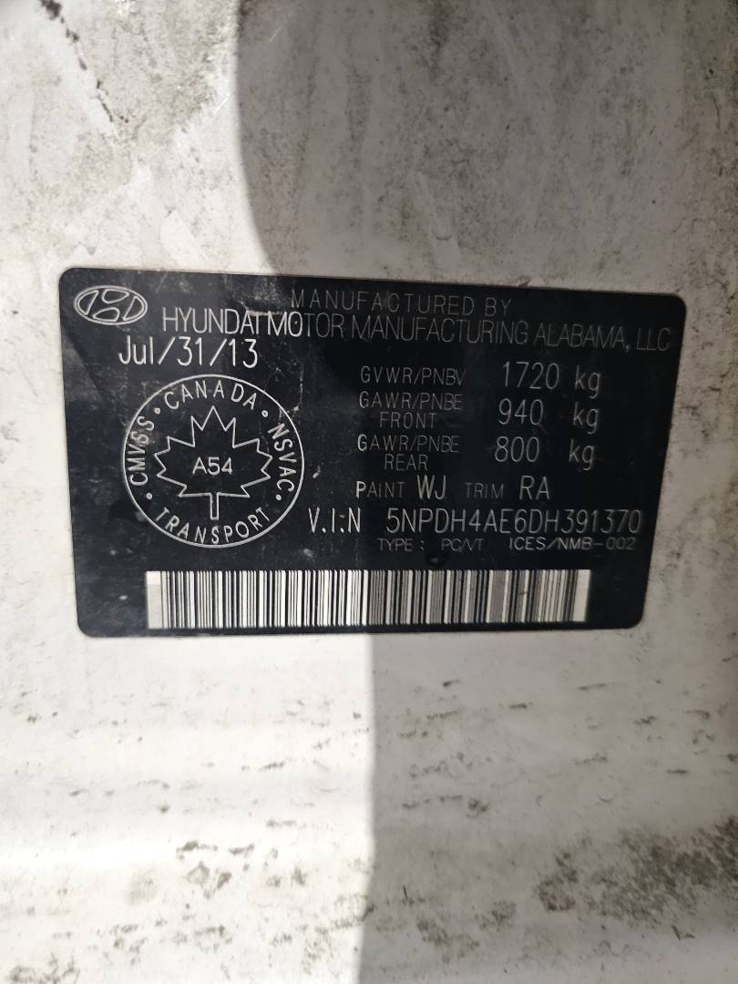 2013 HYUNDAI ELANTRA — 180969 KM — Lot H391370 — Main - Marhaba Auctions Used Cars - Image 9
