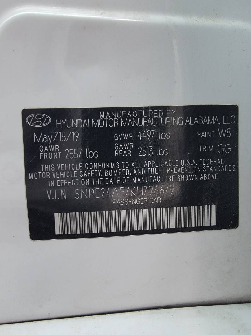 2019 HYUNDAI SONATA — 211236 Miles — Lot 796679 — Main - Marhaba Auctions Used Cars - Image 10