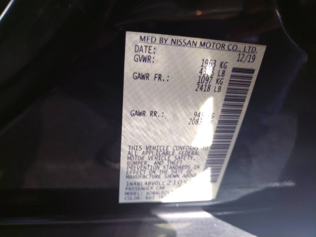 2020 NISSAN ALTIMA — 60117 Miles — Lot 2121212 - Marhaba Auctions Used Cars - Image 3