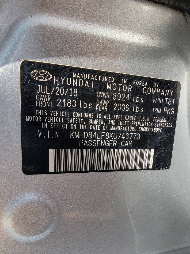 2019 HYUNDAI ELANTRA — 101129 Miles — Lot 73870663 - Marhaba Auctions Used Cars - Image 9