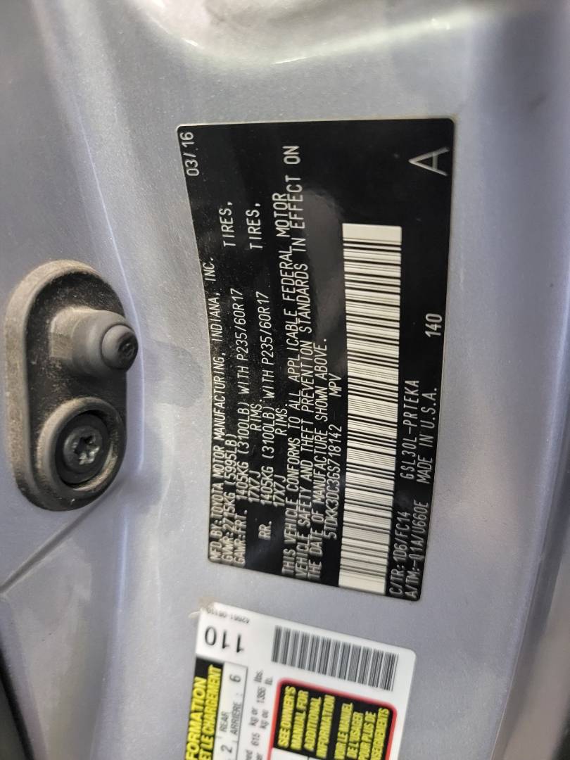 2016 TOYOTA SIENNA — 143443 Miles — Lot C3GS718142 — Main - Marhaba Auctions Used Cars - Image 9