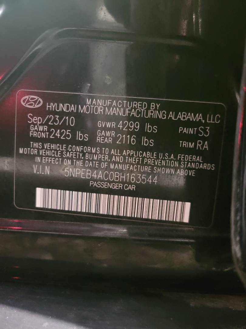 2011 HYUNDAI SONATA — 144484 Miles — Lot 68605514 — Main - Marhaba Auctions Used Cars - Image 10