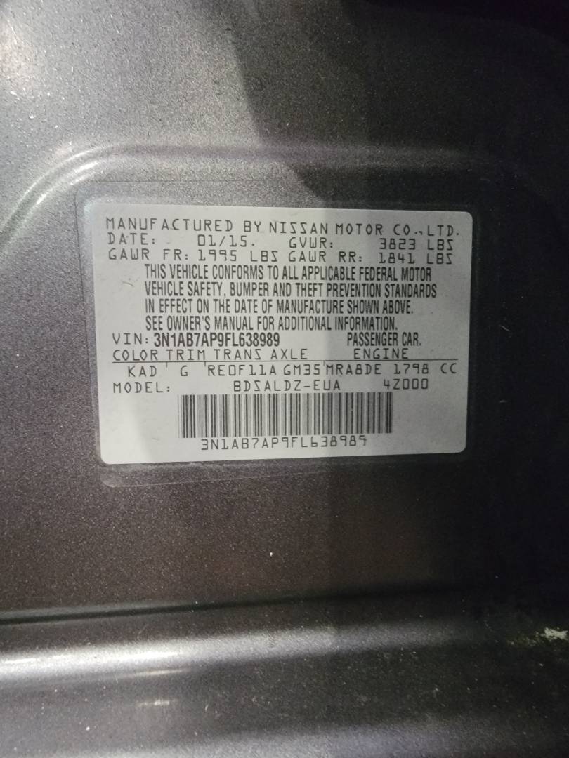 2015 NISSAN SENTRA — 151601 Miles — Lot L638989 — Main - Marhaba Auctions Used Cars - Image 9