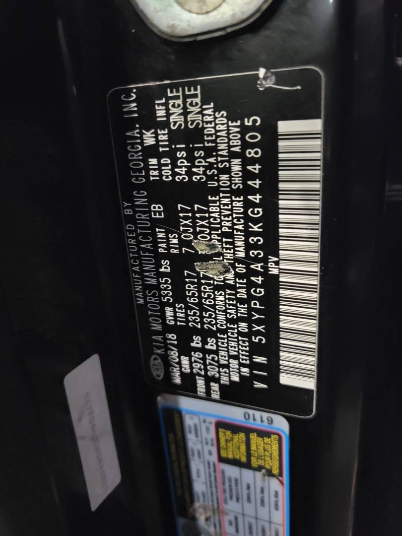2019 KIA SORENTO — 110564 Miles — Lot 444805 — Main - Marhaba Auctions Used Cars - Image 9