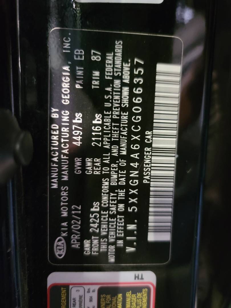 2012 KIA OPTIMA — 198774 Miles — Lot G066357 - Marhaba Auctions Used Cars - Image 9