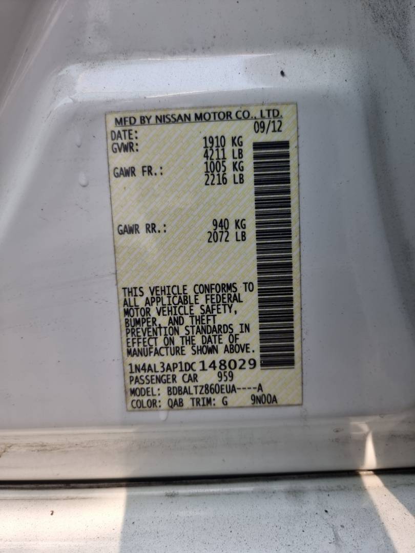 2013 NISSAN ALTIMA — 153384 Miles — Lot C148029 — Ind. 12 - Marhaba Auctions Used Cars - Image 9