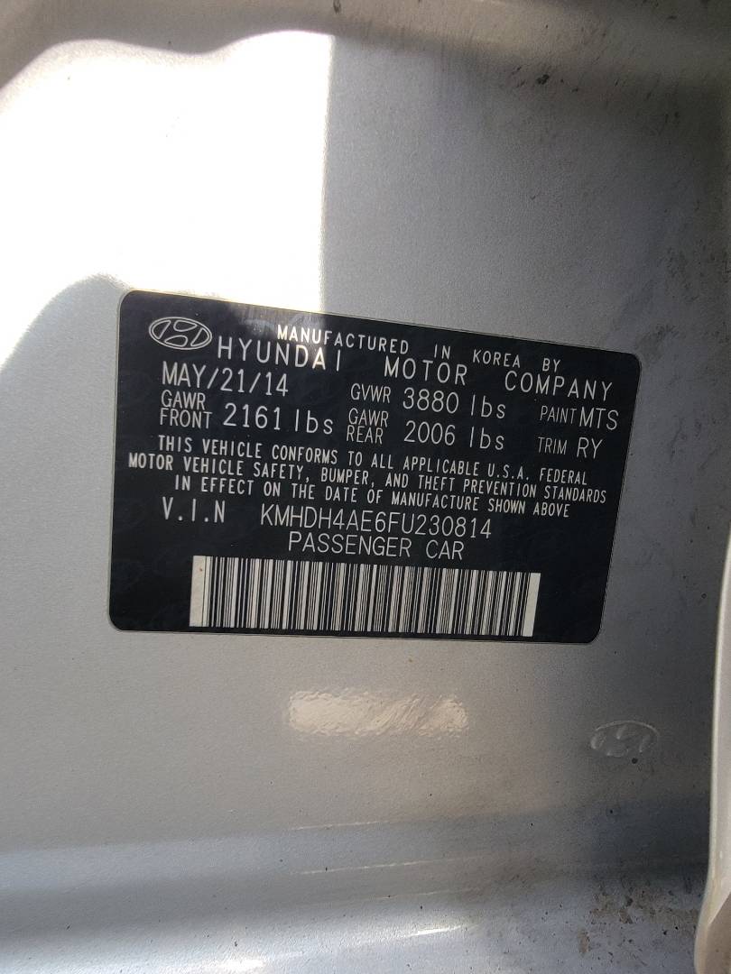 2015 HYUNDAI ELANTRA — 128118 Miles — Lot U230814 — Main - Marhaba Auctions Used Cars - Image 10