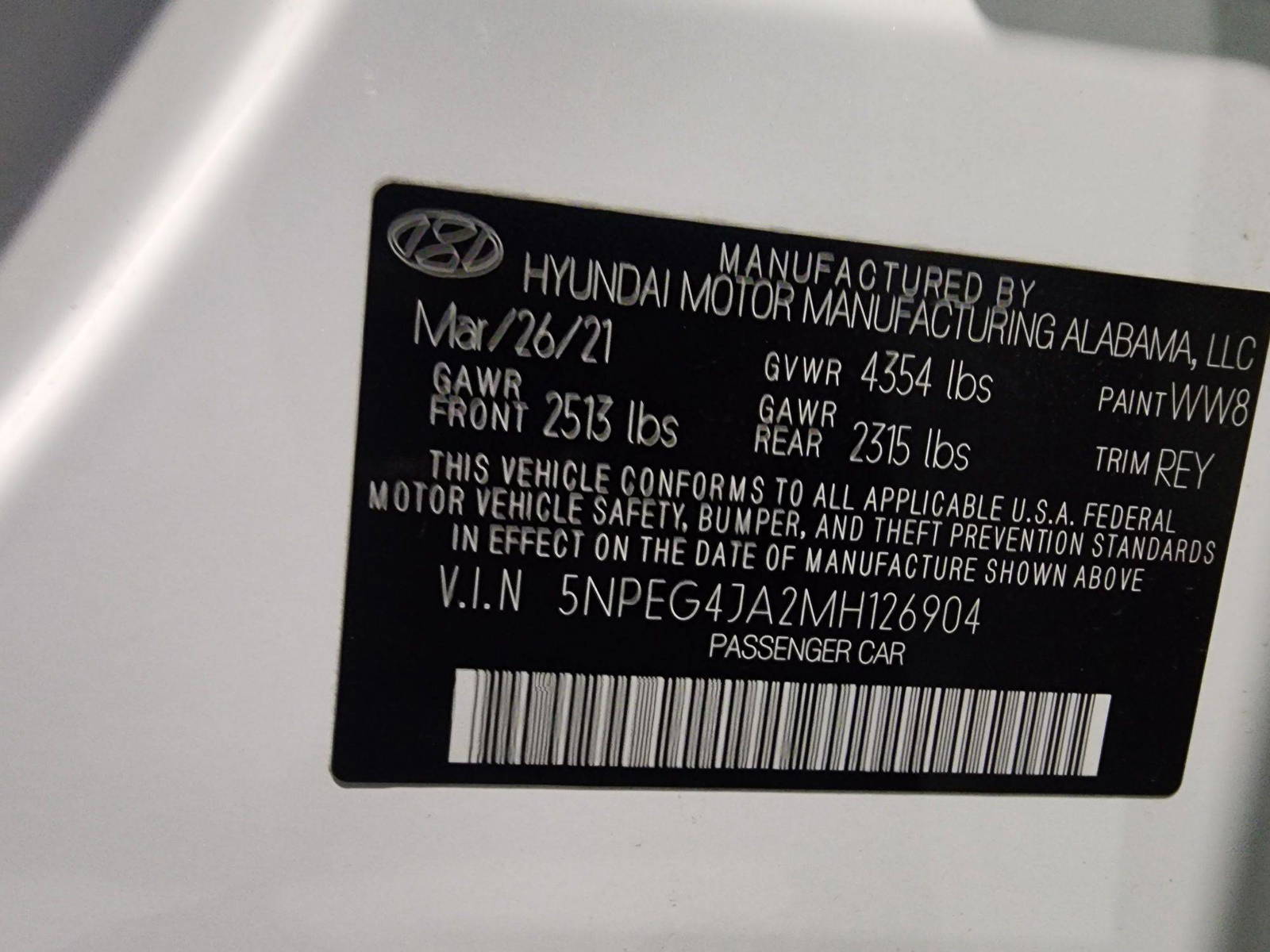 2021 HYUNDAI SONATA — 36389 Miles — Lot H126904 — Al Quoz - Marhaba Auctions Used Cars - Image 10