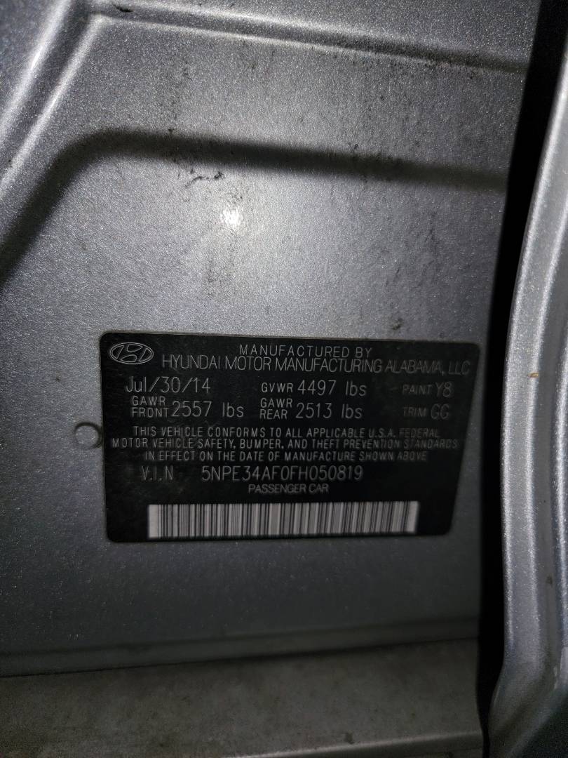 2015 HYUNDAI SONATA — 232285 Miles — Lot 241284 — Main - Marhaba Auctions Used Cars - Image 9