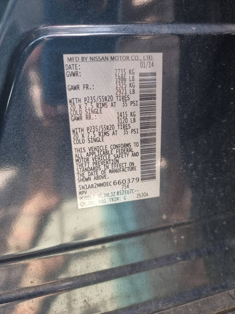 2014 NISSAN PATHFINDER — 201429 Miles — Lot 660379 — Ind. 12 - Marhaba Auctions Used Cars - Image 10