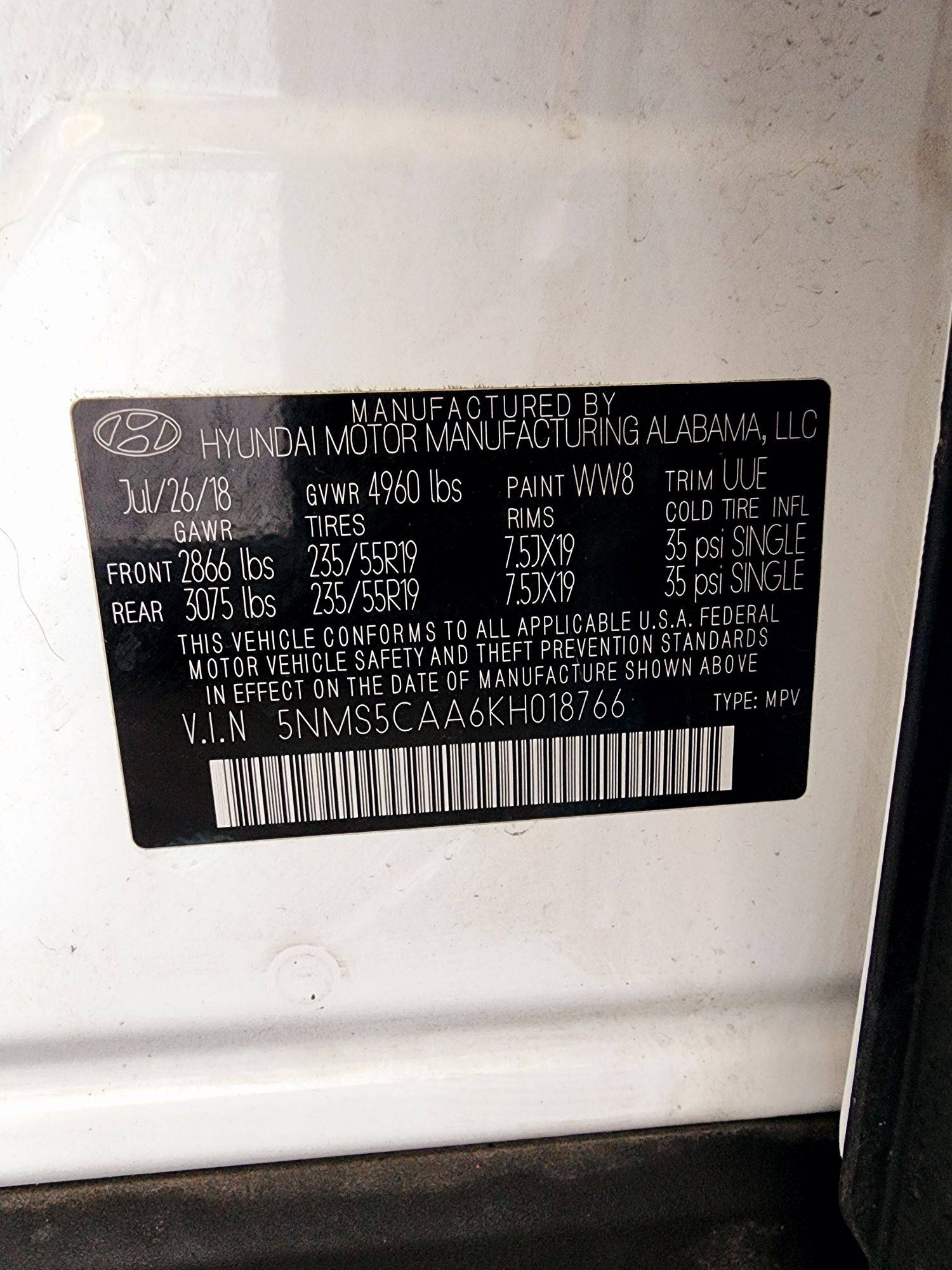 2019 HYUNDAI SANTA FE — 87627 Miles — Lot 6KH018766 — Souq - Marhaba Auctions Used Cars - Image 7