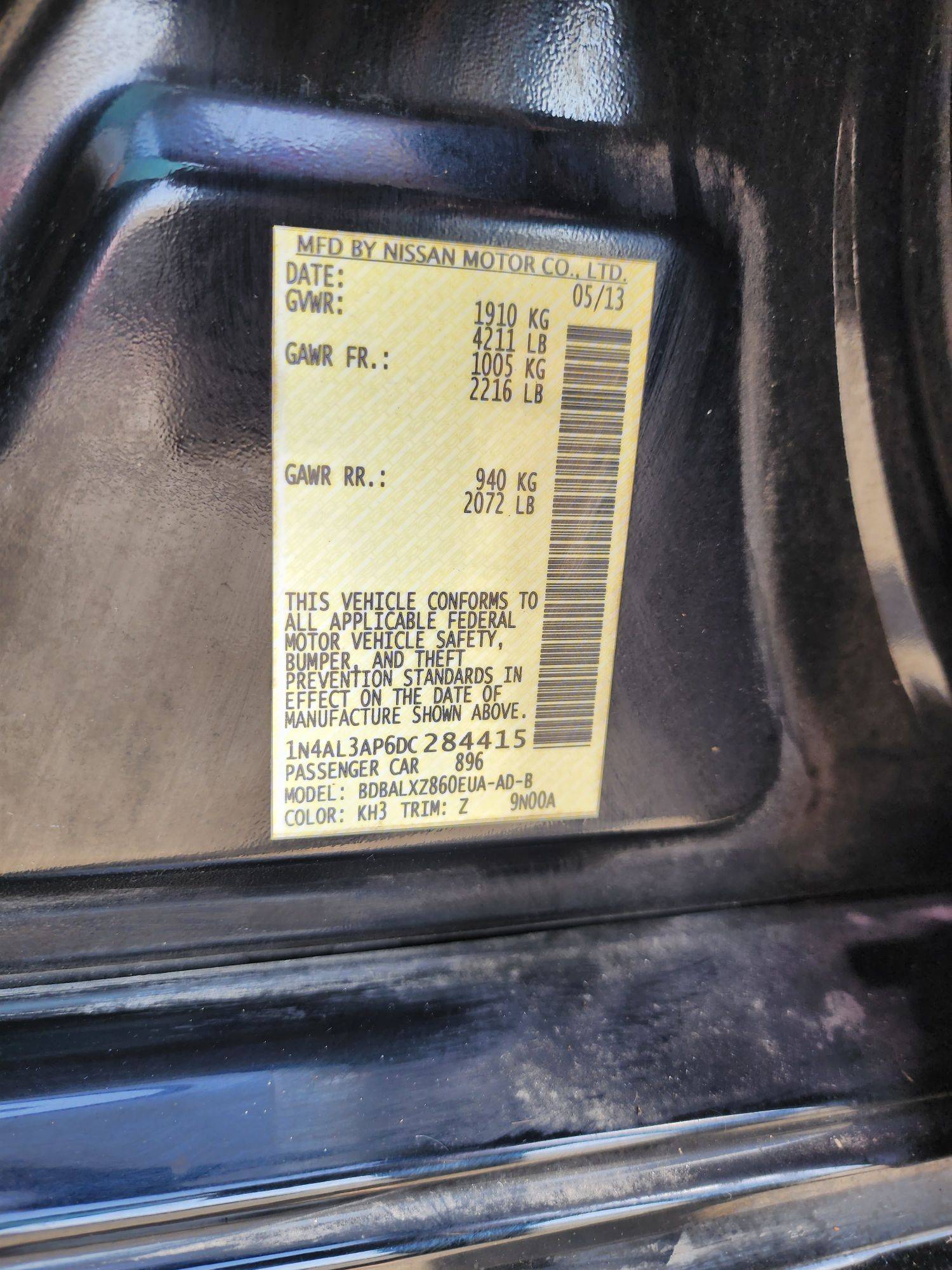 2013 NISSAN ALTIMA — 184591 Miles — Lot 37815168 - Marhaba Auctions Used Cars - Image 10