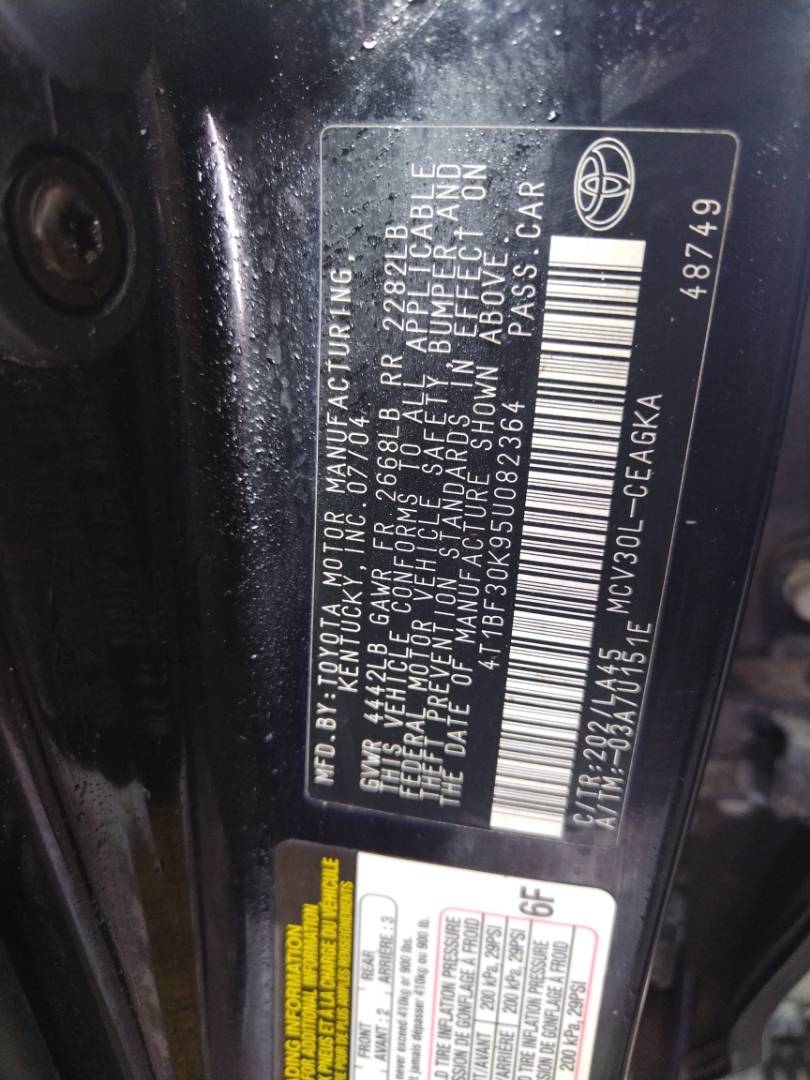 2005 TOYOTA CAMRY — 244049 Miles — Lot 37633170 - Marhaba Auctions Used Cars - Image 10