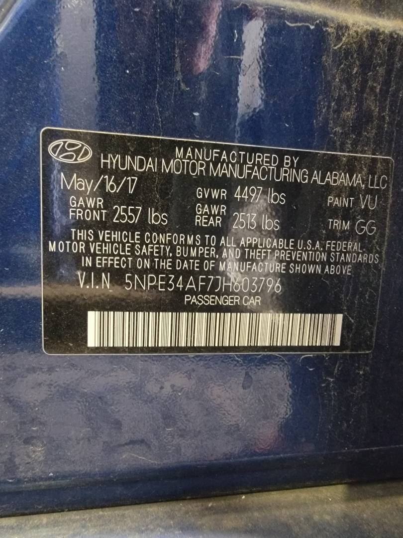 2018 HYUNDAI SONATA — 73669 Miles — Lot 603796 — Main - Marhaba Auctions Used Cars - Image 11