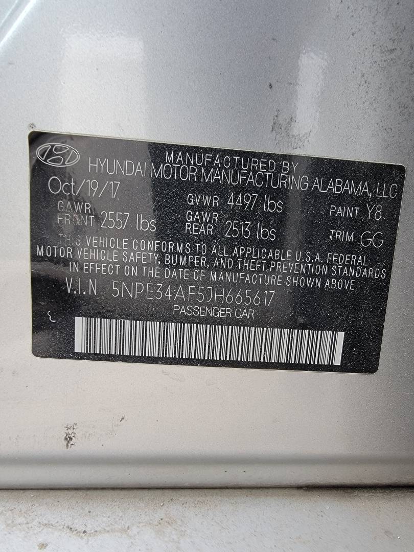 2018 HYUNDAI SONATA — 158342 Miles — Lot H665617 — Main - Marhaba Auctions Used Cars - Image 9