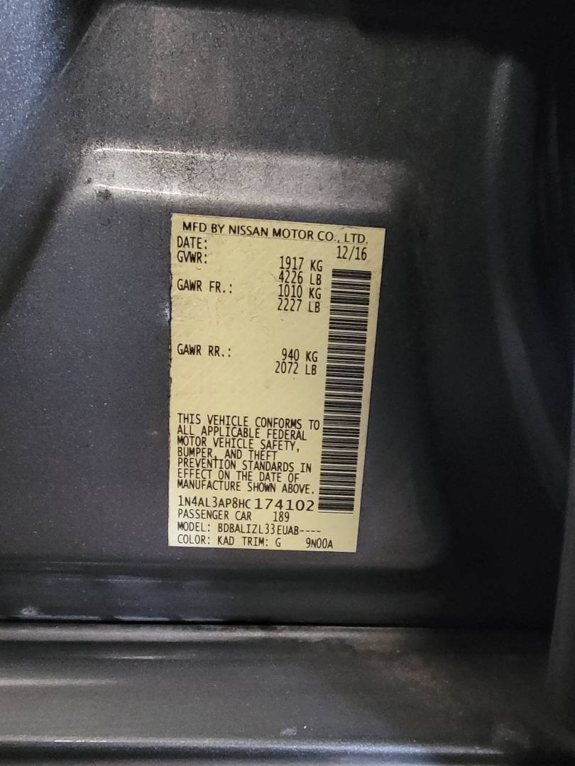 2017 NISSAN ALTIMA — 150465 Miles — Lot HC174102 — Main - Marhaba Auctions Used Cars - Image 9
