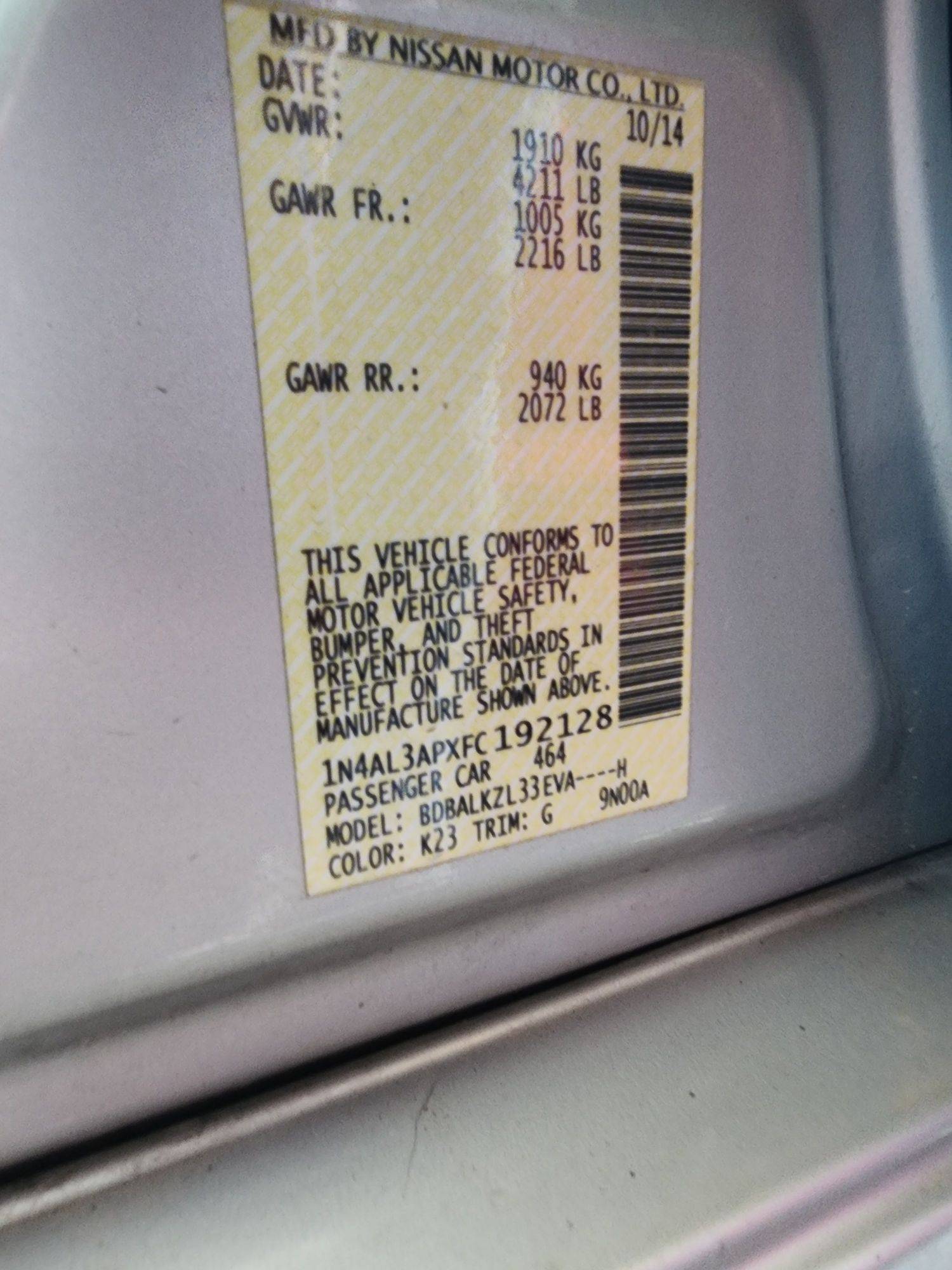 2015 NISSAN ALTIMA — 145911 Miles — Lot 92128 — Souq - Marhaba Auctions Used Cars - Image 10