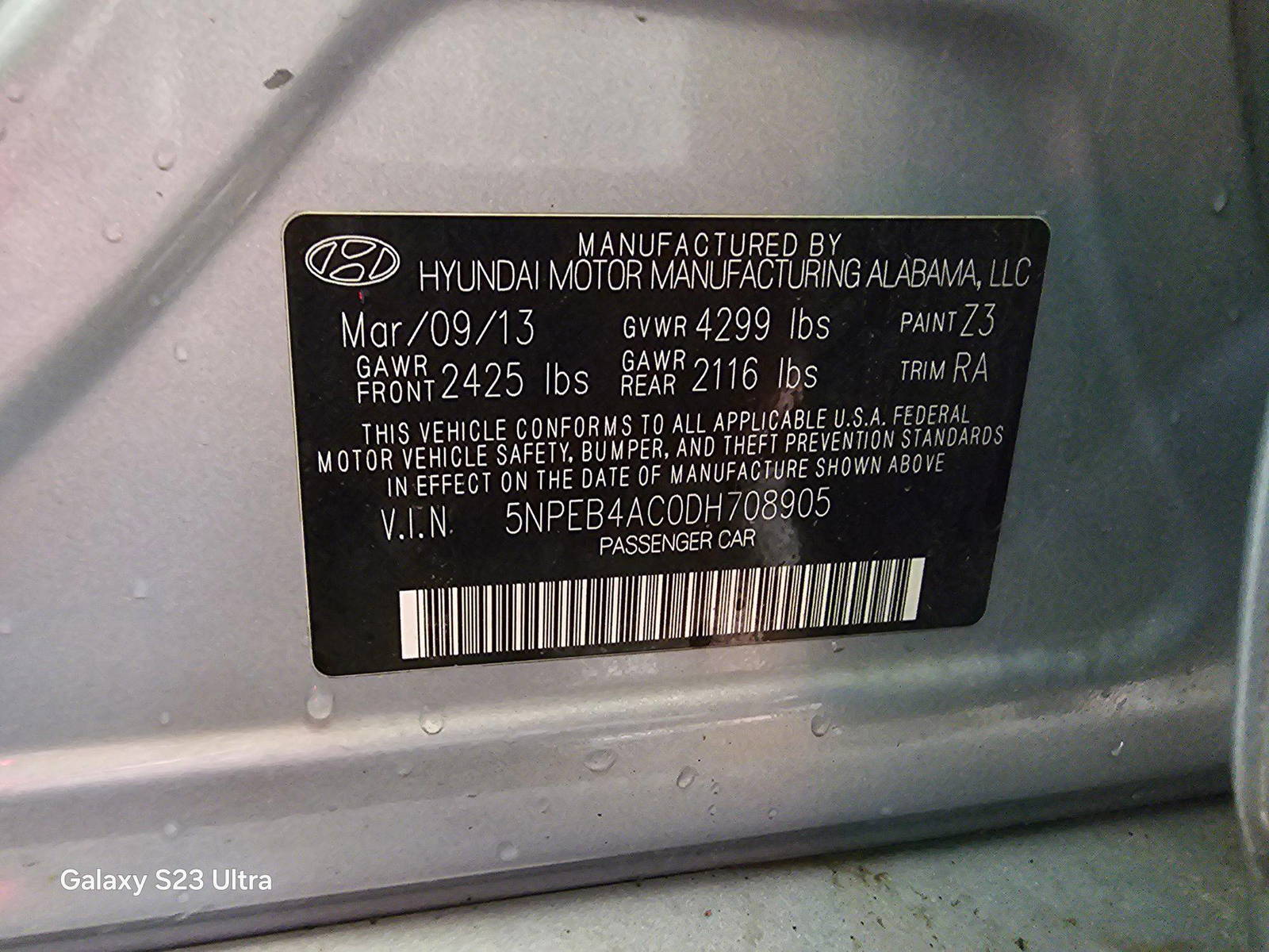 2013 HYUNDAI SONATA — 140805 Miles — Lot H708905 — Main - Marhaba Auctions Used Cars - Image 7