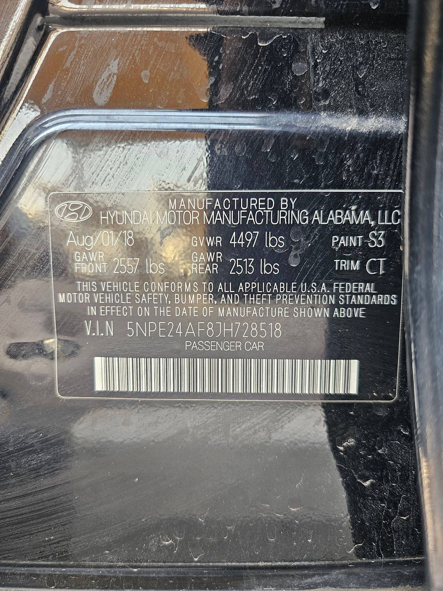 2018 HYUNDAI SONATA — 159994 Miles — Lot AF8JH728518 — Souq - Marhaba Auctions Used Cars - Image 9