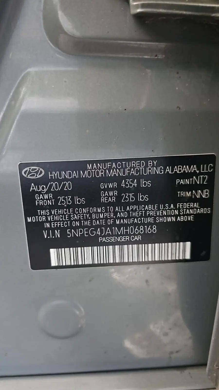 2021 HYUNDAI SONATA — 108428 Miles — Lot MH068168 — Souq - Marhaba Auctions Used Cars - Image 8