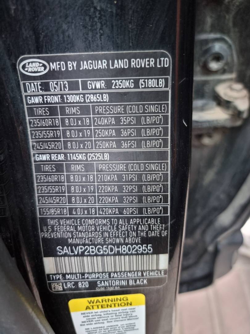 LAND ROVER RANGE ROVER EVOQUE PURE PLUS 2013 - Marhaba Auction Used Cars - Image 9