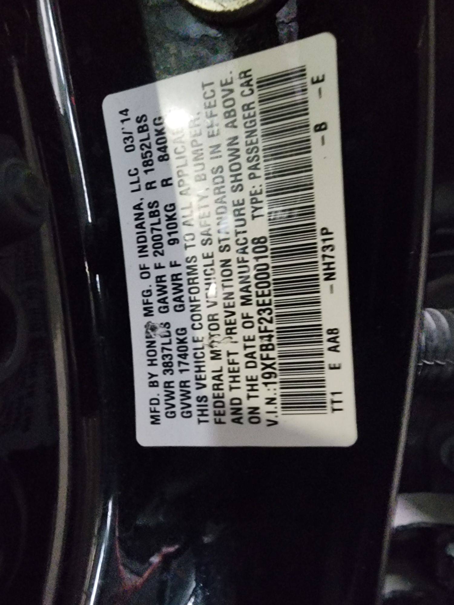 2014 HONDA CIVIC — 225738 Miles — Lot 71213614 — Main - Marhaba Auctions Used Cars - Image 10