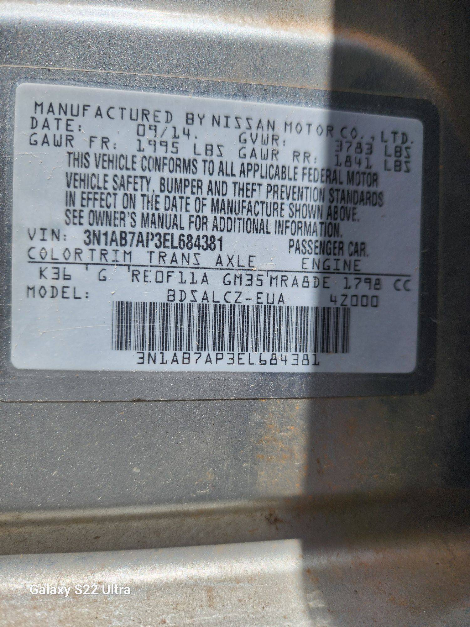 2014 NISSAN SENTRA — 96260 Miles — Lot 38977524 - Marhaba Auctions Used Cars - Image 9