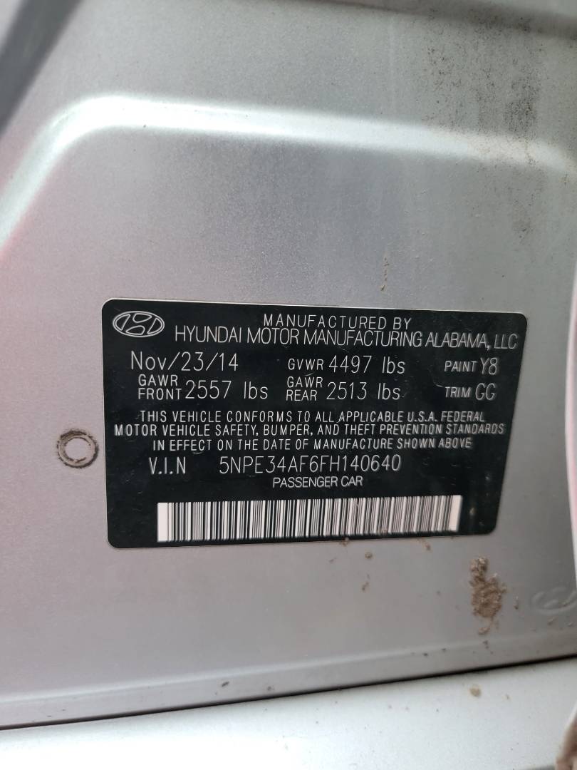 2015 HYUNDAI SONATA — 122851 Miles — Lot F6FH140640 — Main - Marhaba Auctions Used Cars - Image 9