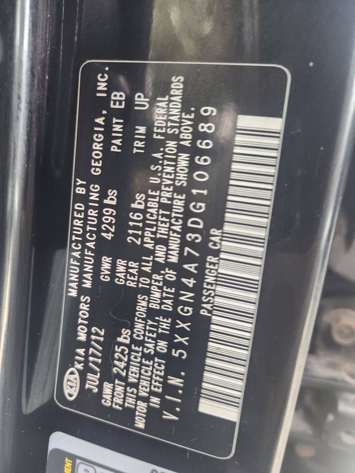 2013 KIA OPTIMA — 164672 Miles — Lot 69924893 - Marhaba Auctions Used Cars - Image 3