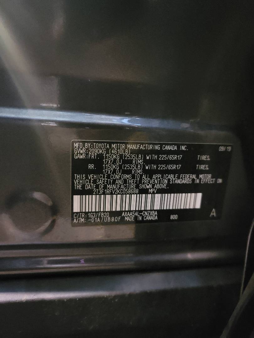 2019 TOYOTA RAV4 — 50705 Miles — Lot C058688 - Marhaba Auctions Used Cars - Image 4