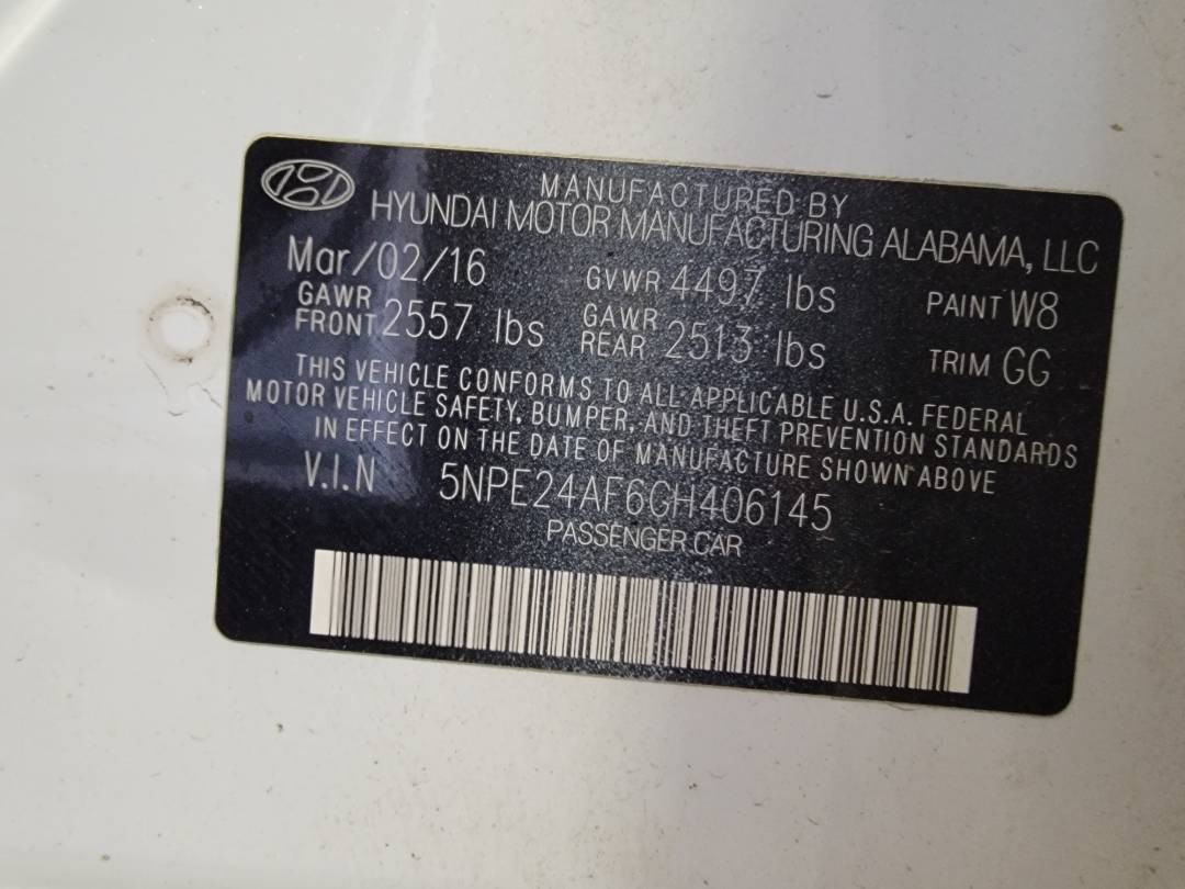 2016 HYUNDAI SONATA — 83526 Miles — Lot GH406145 — Main - Marhaba Auctions Used Cars - Image 9