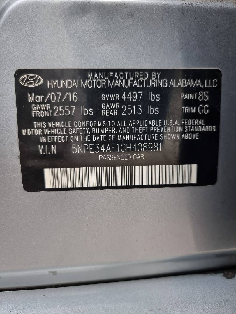 2016 HYUNDAI SONATA — 131237 Miles — Lot 125487 — Ind. 12 - Marhaba Auctions Used Cars - Image 10