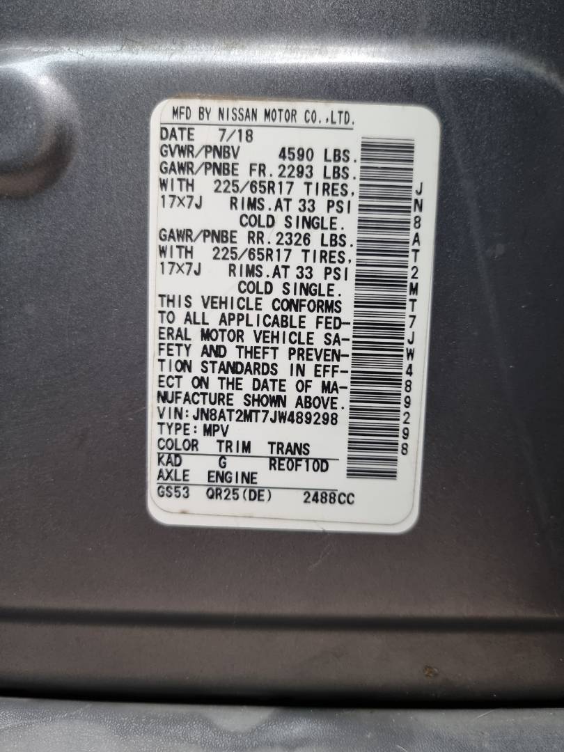 2018 NISSAN ROGUE — 143711 Miles — Lot W489298 — Ind. 12 - Marhaba Auctions Used Cars - Image 9