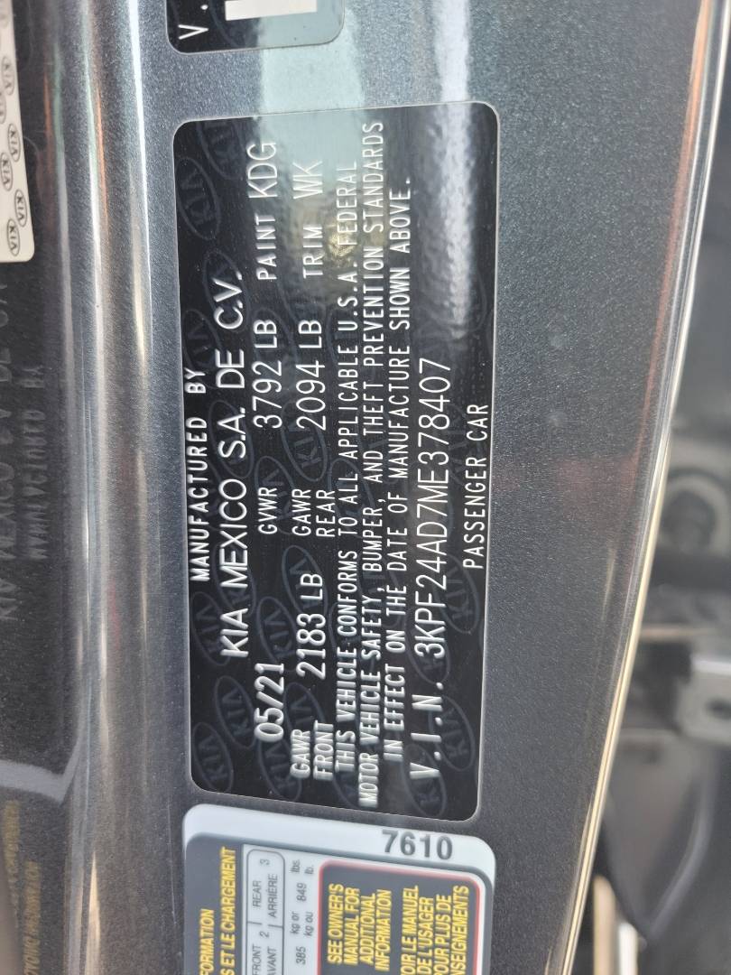 2021 KIA FORTE — 61522 Miles — Lot E378407 — Main - Marhaba Auctions Used Cars - Image 9