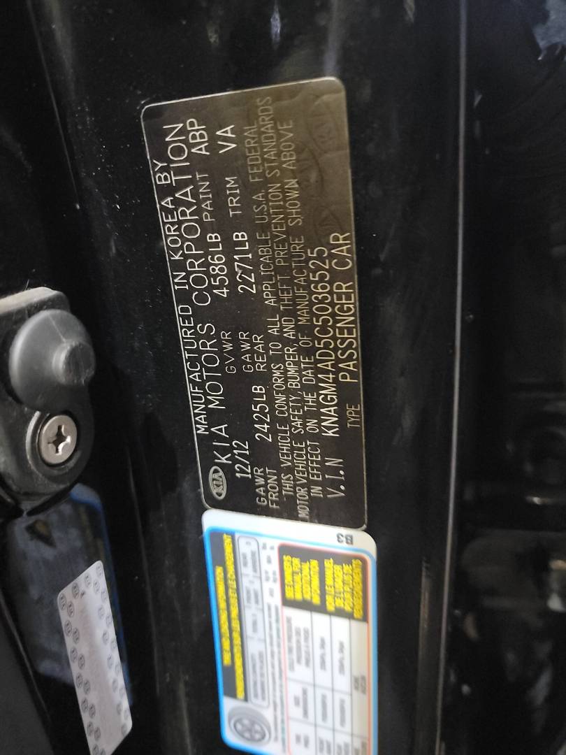 2012 KIA OPTIMA — 214182 Miles — Lot C5036525 — Main - Marhaba Auctions Used Cars - Image 10
