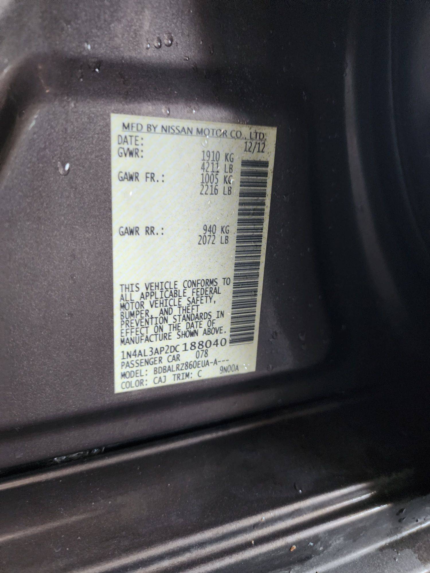 2013 NISSAN ALTIMA — 212440 Miles — Lot 37759456 - Marhaba Auctions Used Cars - Image 9