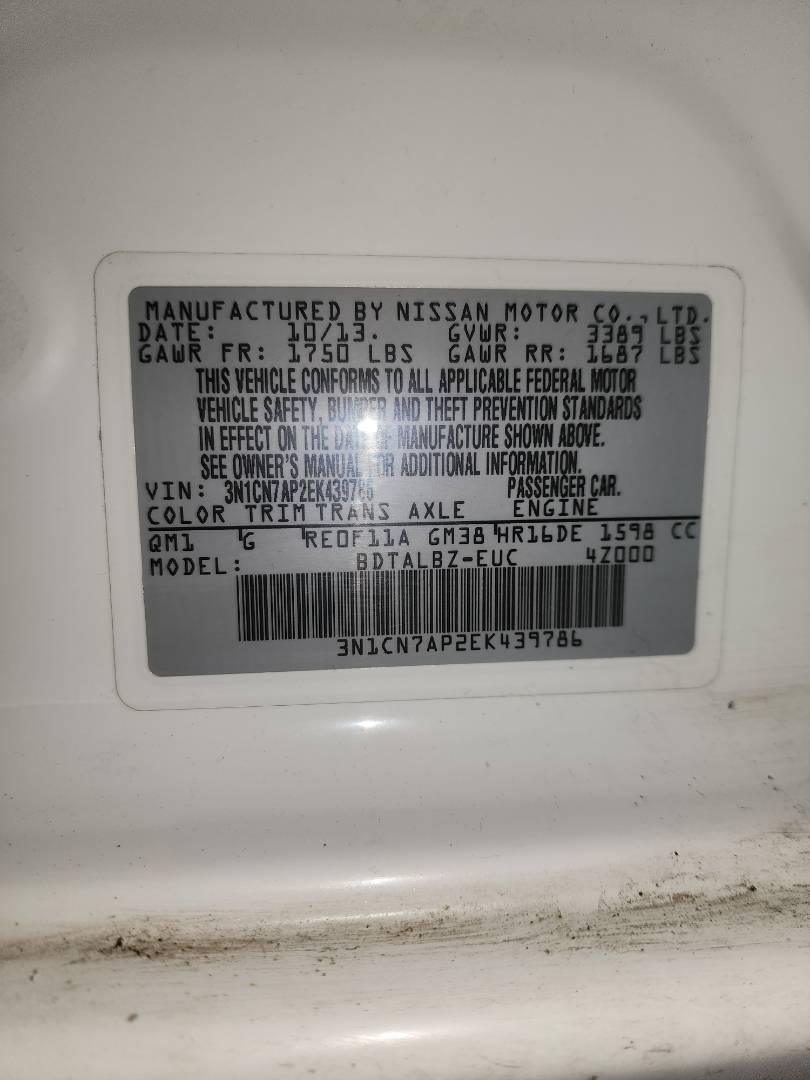 2014 NISSAN VERSA — 115540 Miles — Lot 76508403 - Marhaba Auctions Used Cars - Image 4