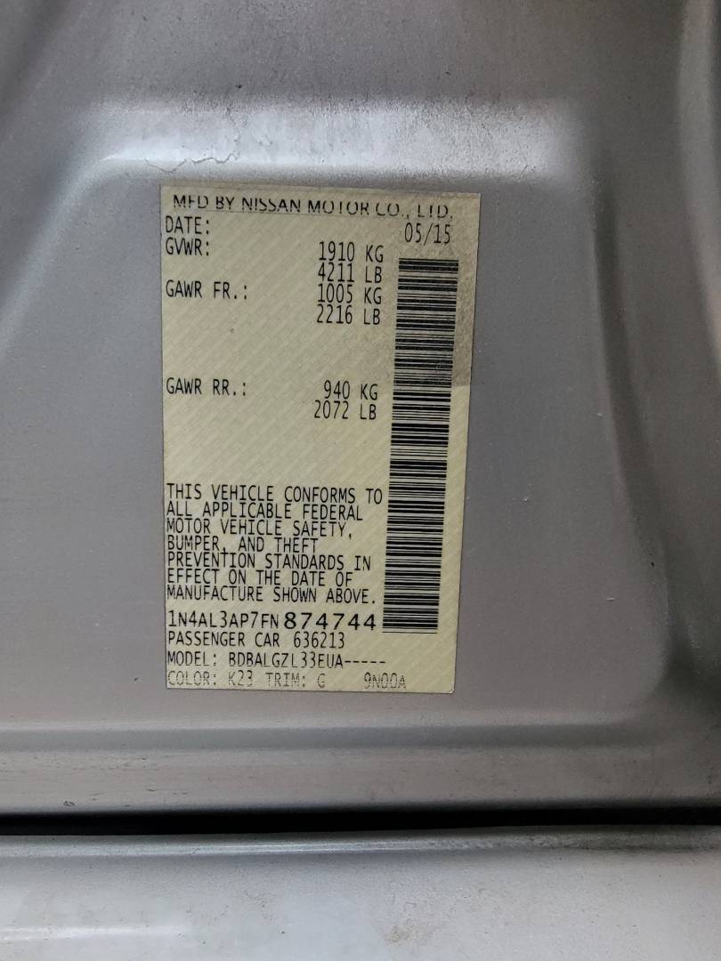 2015 NISSAN ALTIMA — 157099 Miles — Lot 874744 — Main - Marhaba Auctions Used Cars - Image 8