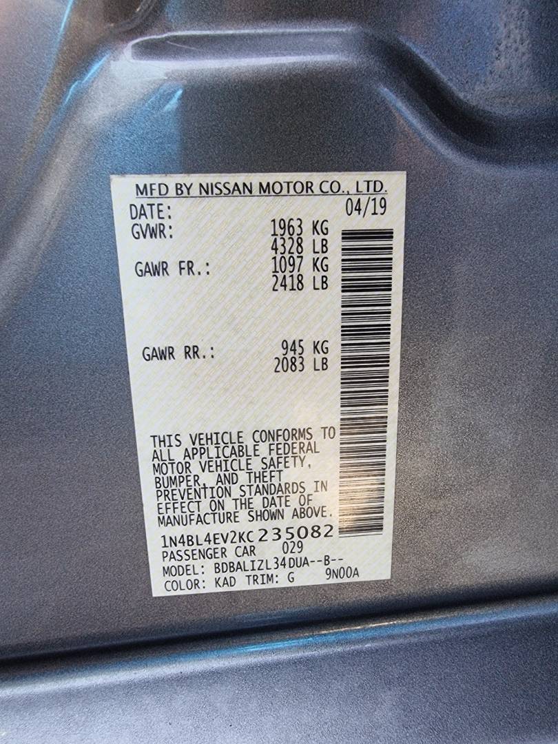 2019 NISSAN ALTIMA — 24198 Miles — Lot C235082 — Ind. 12 - Marhaba Auctions Used Cars - Image 6