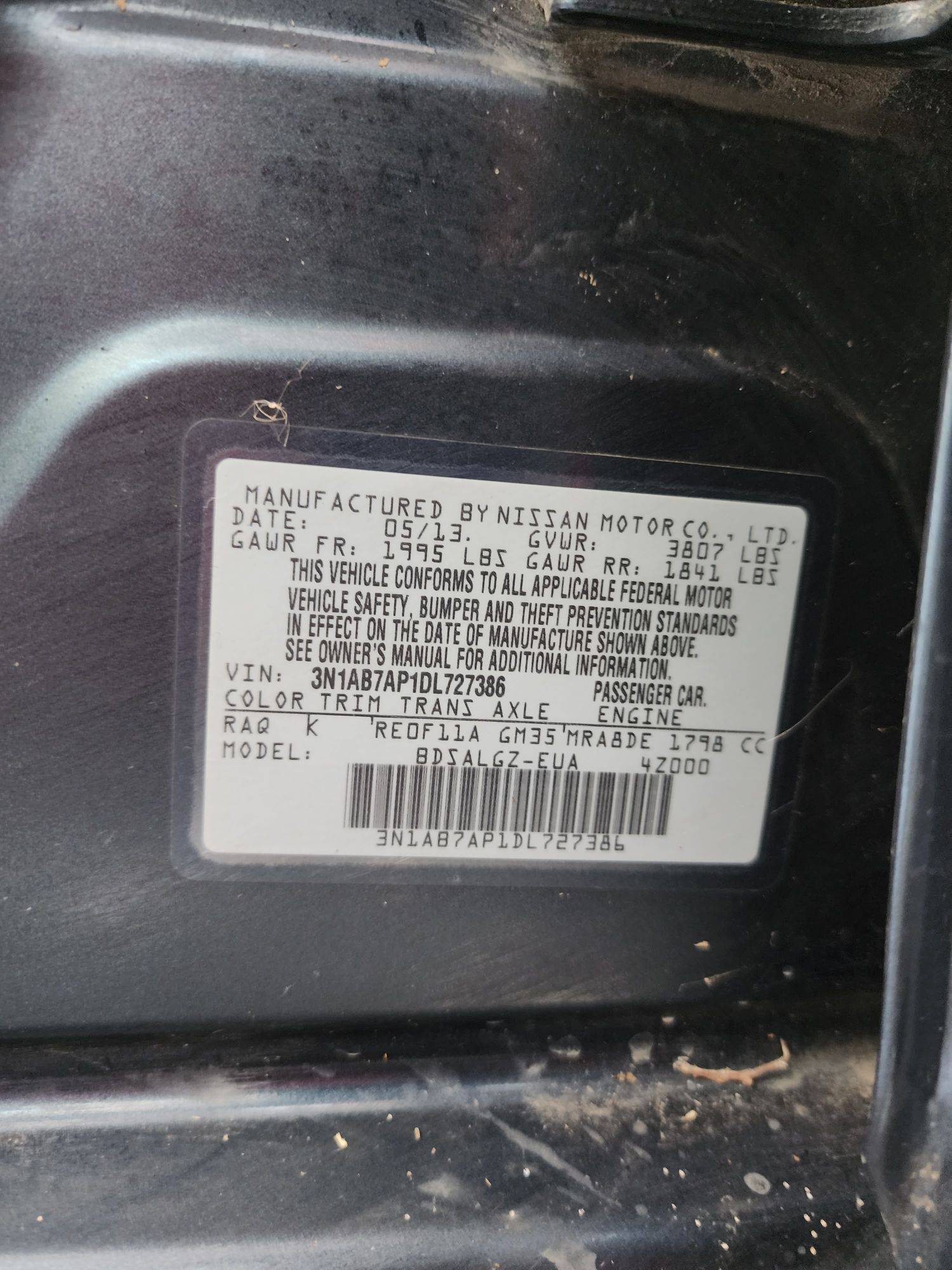2013 NISSAN SENTRA — 155717 Miles — Lot 18323 — Main - Marhaba Auctions Used Cars - Image 9